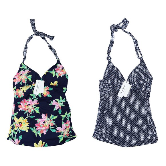 Tommy Bahama XS Reversible Sun Lilies Halter Wire-Free Swimwear Tankini Top NWT